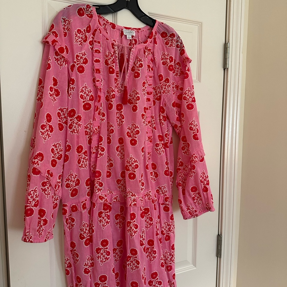 Women’s pink and Red Floral Long Sleeve Dress